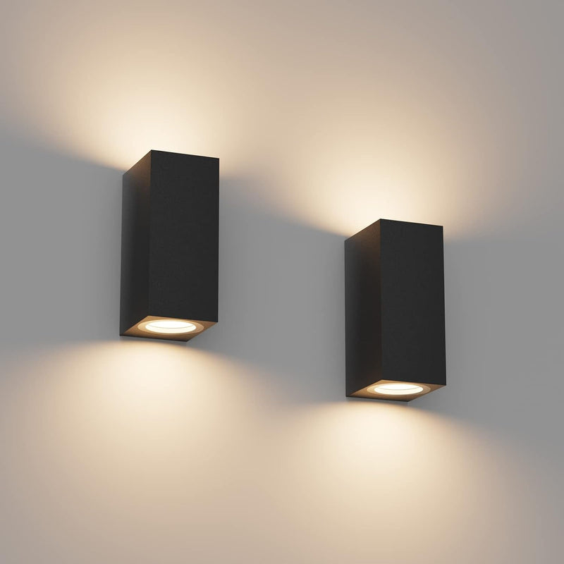 Klighten 2 Stück Schwarz Wandleuchte Aussen Innen, Wasserdicht IP65 Modern Wandlampe Aussen, Alumini