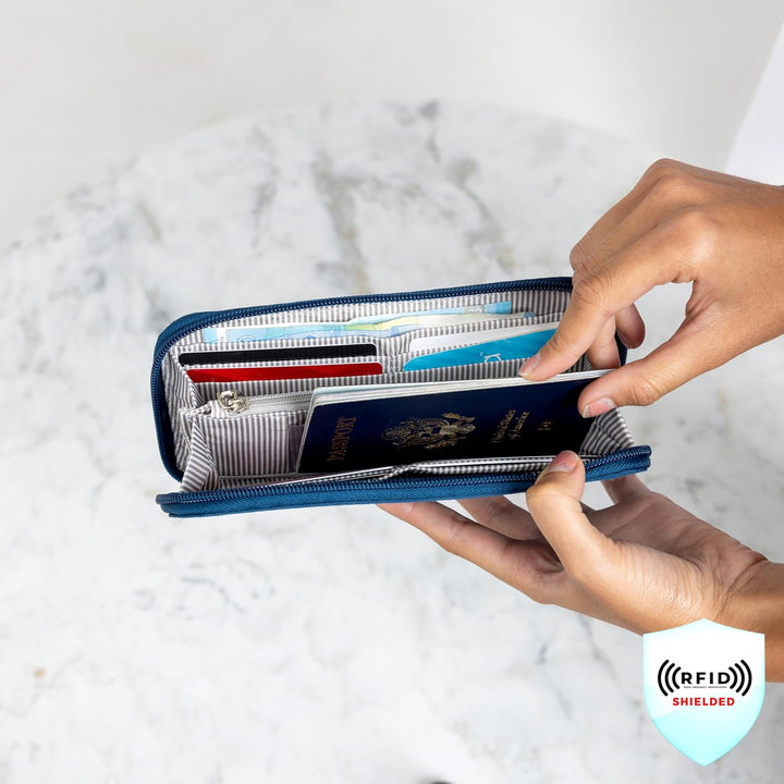 Travelon RFID-blockierende Geldbörse mit einem Reissverschluss, Geldbörse mit RFID-blockierendem Rei