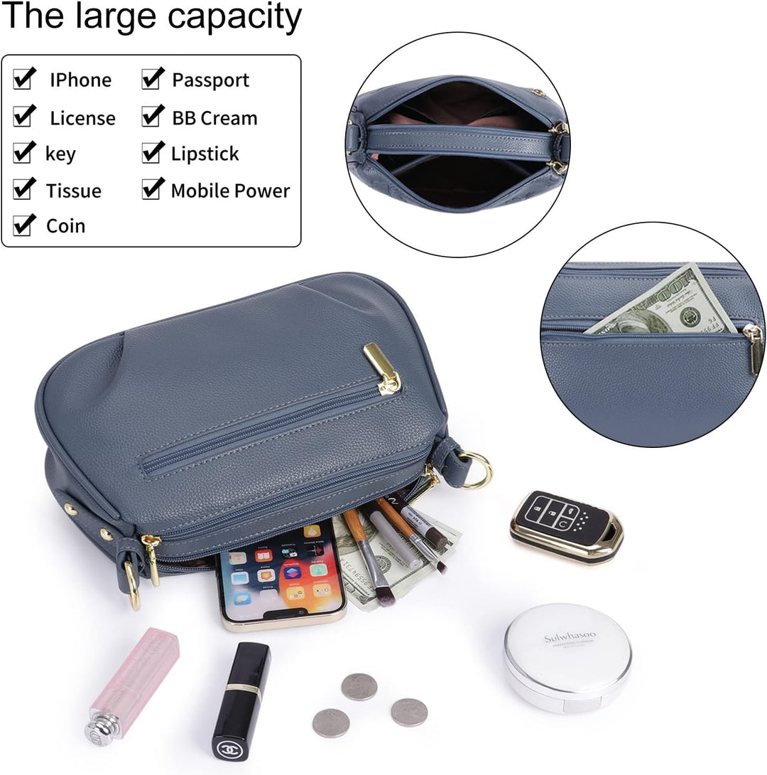 HAWEE Damen Handy Umhängetasche Leder Klein Crossbody Schultertasche mit Verstellbar Abnehmbar Schul