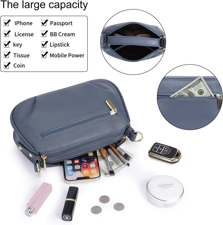 HAWEE Damen Handy Umhängetasche Leder Klein Crossbody Schultertasche mit Verstellbar Abnehmbar Schul