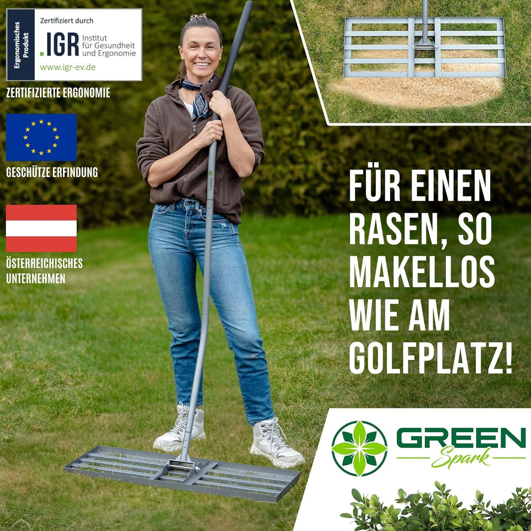 Rasenrakel [Ergonomisch] mit Klicksystem | 80x30cm | für perfekt Ebene Rasenflächen | Rakel für Rase