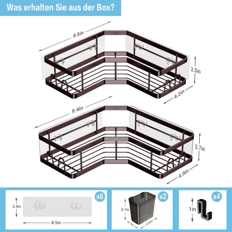 FINIBO Duschablage Ohne Bohren, 2 Stück Selbstklebend Eckregal Badezimmer Organizer, Duschregal Edel