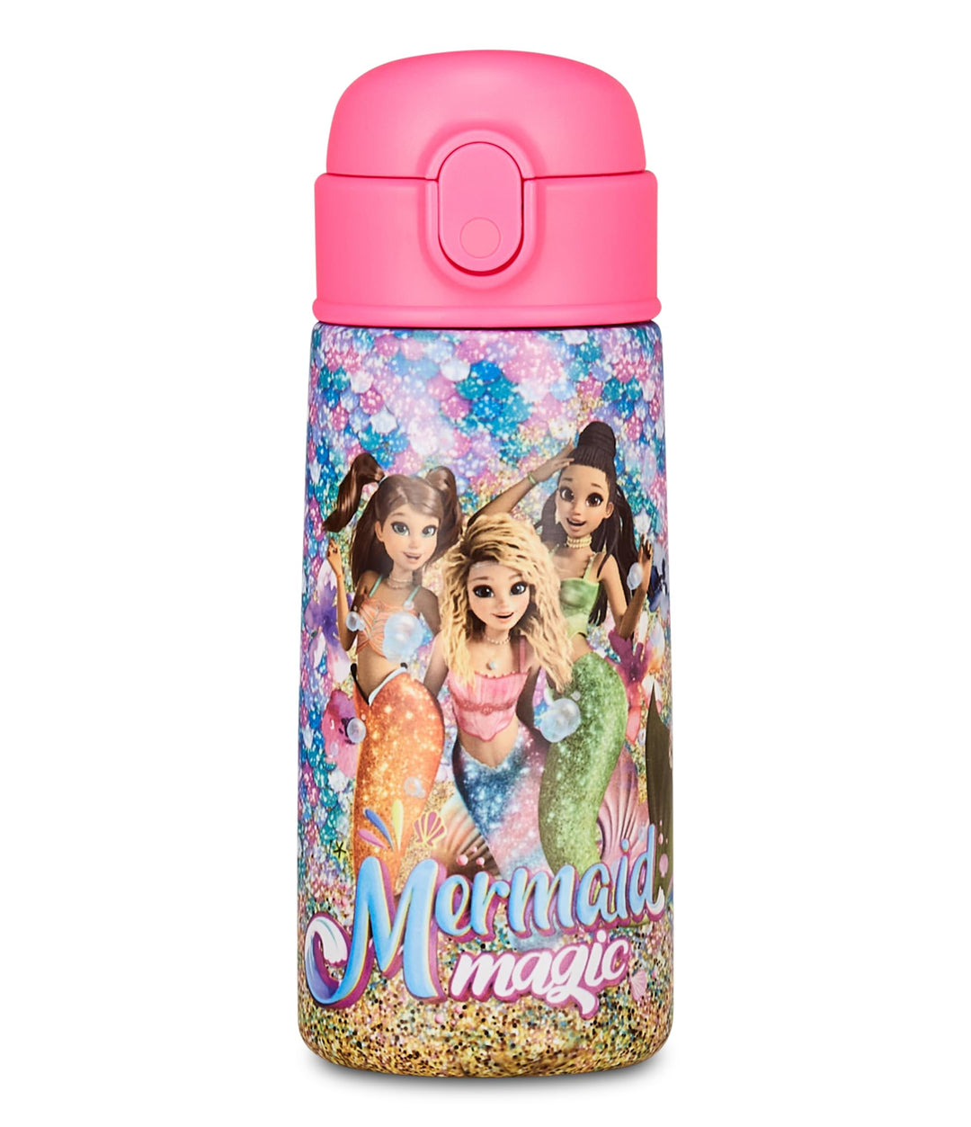 Seven Mermaid Magic Thermoflasche Kid aus Edelstahl, Fuchsia, Temperaturerhaltung bis zu 24 Stunden,