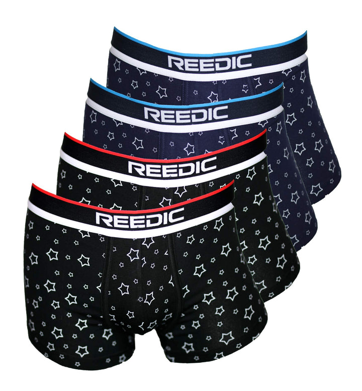 Herren Boxershorts Baumwolle mit Sternen-Motiv im 4er Pack XXL Je 2x Schwarz, Dunkelblau, XXL Je 2x