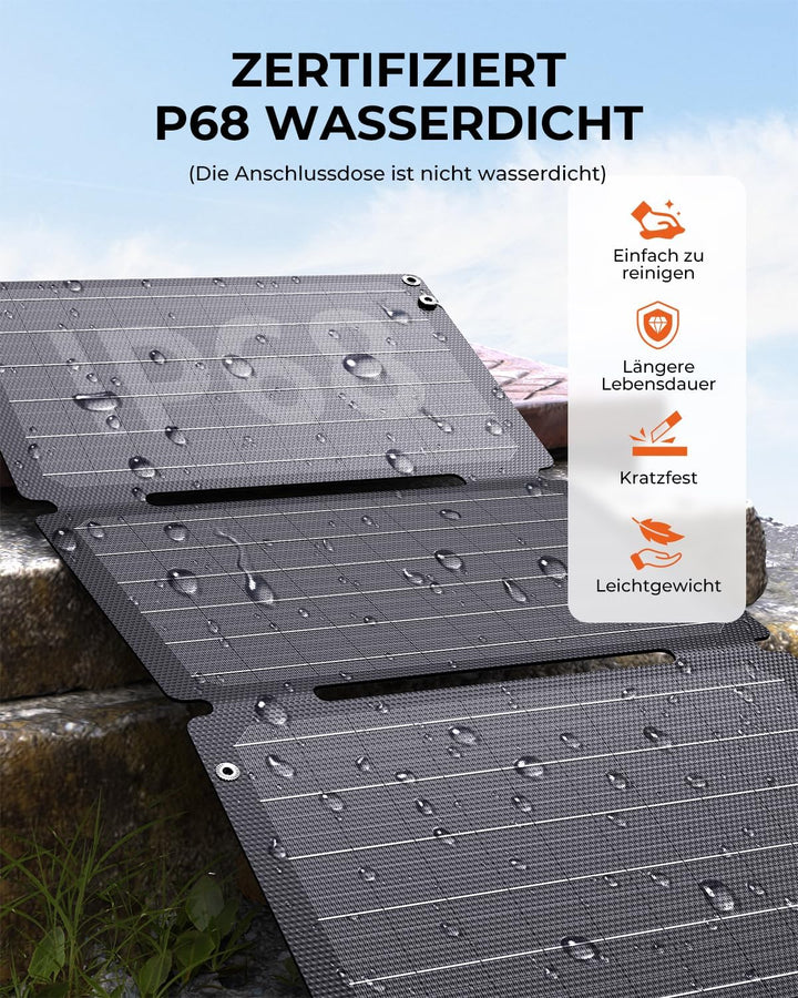 30W Solarladegerät, BigBlue Tragbares Solarpanel mit DC-Anschlüssen, Schnellladung 18W USB-C/USB-A Q