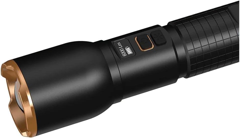 Duracell LED Taschenlampe DF6000R Pro – 6000 Lumen, fokussierbar, 230 m Leuchtweite, Outdoor &amp; Werks