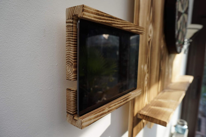 Tablet-Halter für Wooden Dartboard Surround zum Nachkauf/Ersatz (Burned Look (Geflammt), Universell: