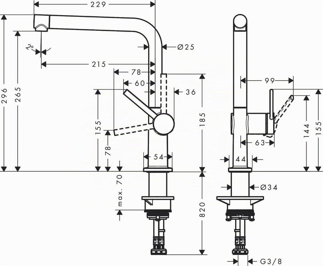 hansgrohe Küchenarmatur Talis M54, Wasserhahn Küche mit Auslauf Höhe 270 mm, 360° drehbar, 1 Strahla