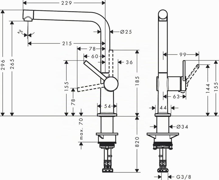 hansgrohe Küchenarmatur Talis M54, Wasserhahn Küche mit Auslauf Höhe 270 mm, 360° drehbar, 1 Strahla