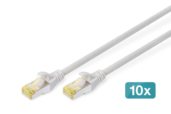 DIGITUS LAN Kabel Cat 6A – 3 m – 10 Stück – S/FTP Geschirmt – Grau | 10 Gbit/s – PoE++ – AWG 27/7 –