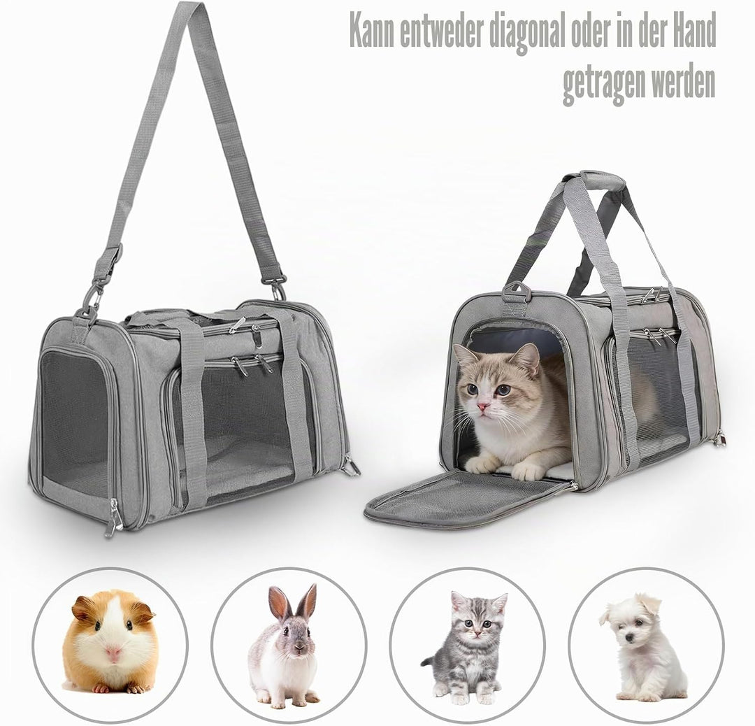 Transporttasche Katze: Faltbares Atmungsaktives Netzgewebe Hundetransportbox, Schultergurt Katzentas