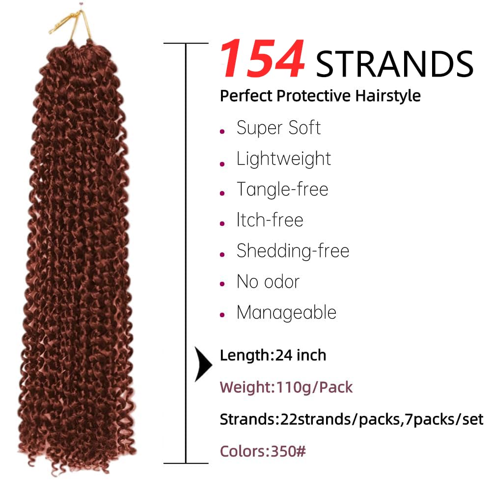 Passion Twist Hair, 7 Packs 24 Inch Water Wave Crochet Hair for Long Bohemian Hair Braiding Hair YDD