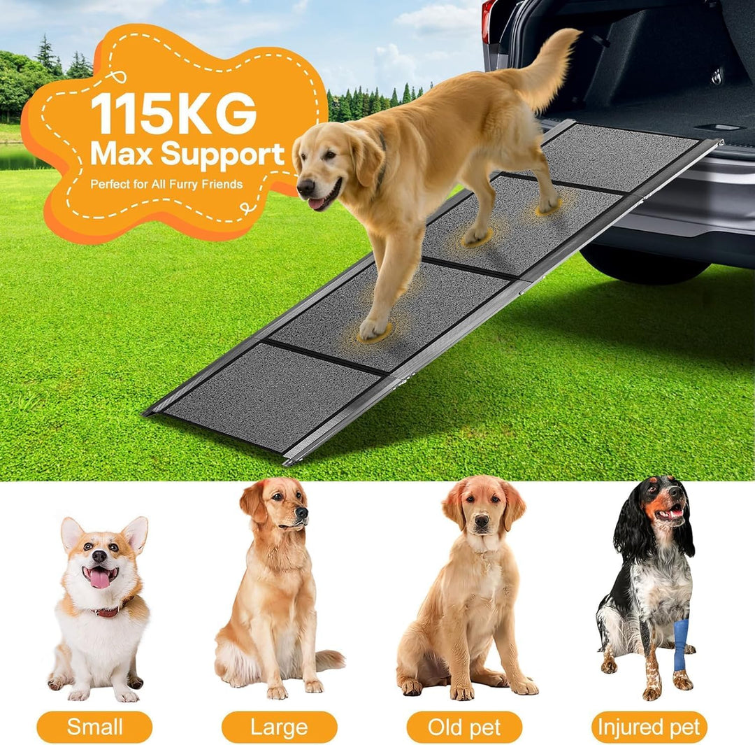 𝟏𝟖𝟎×𝟓𝟎𝐜𝐦 Hunderampe Auto Klappbar - Bis 115kg - Weich Rutschfester Oberfläche Hunderampe, Leicht Alu