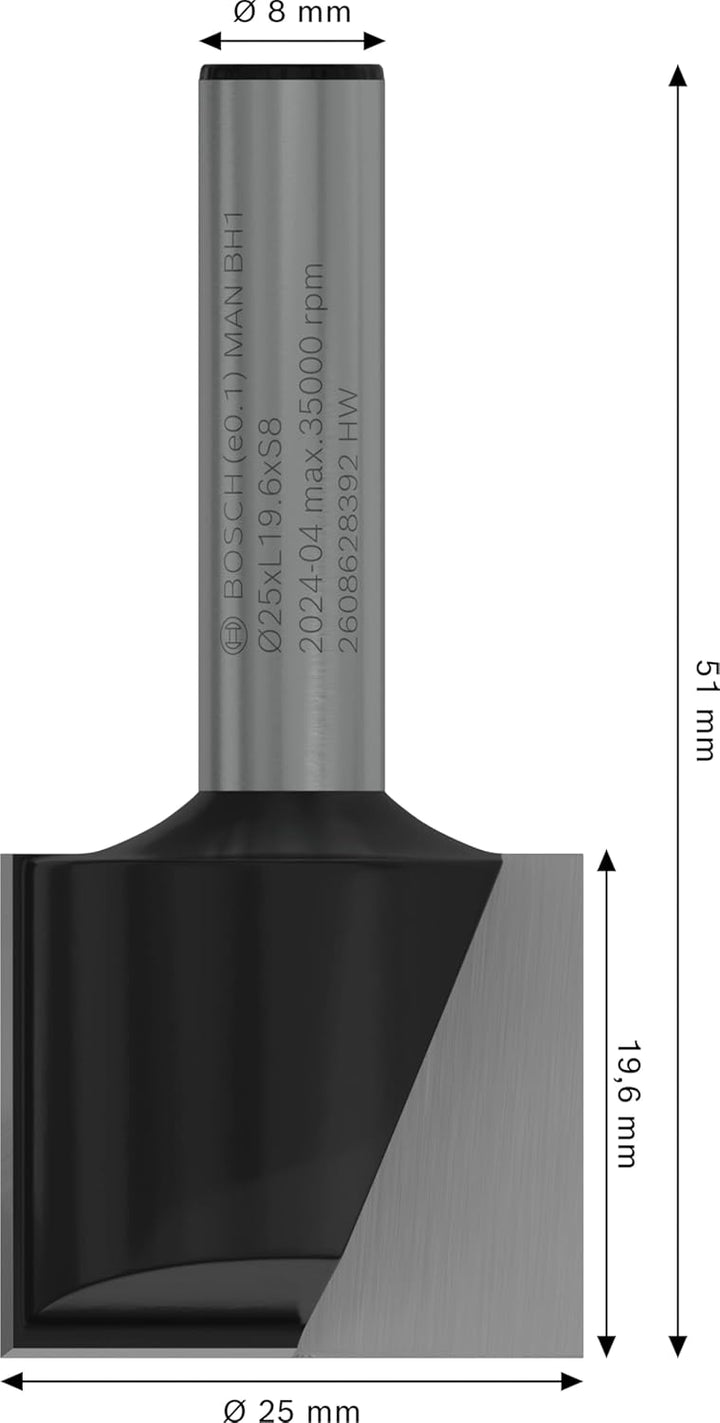 Bosch Professional Nutfräser Standard for Wood (für Holz, Ø 25 mm, Arbeitslänge 20 mm, Zubehör Handf