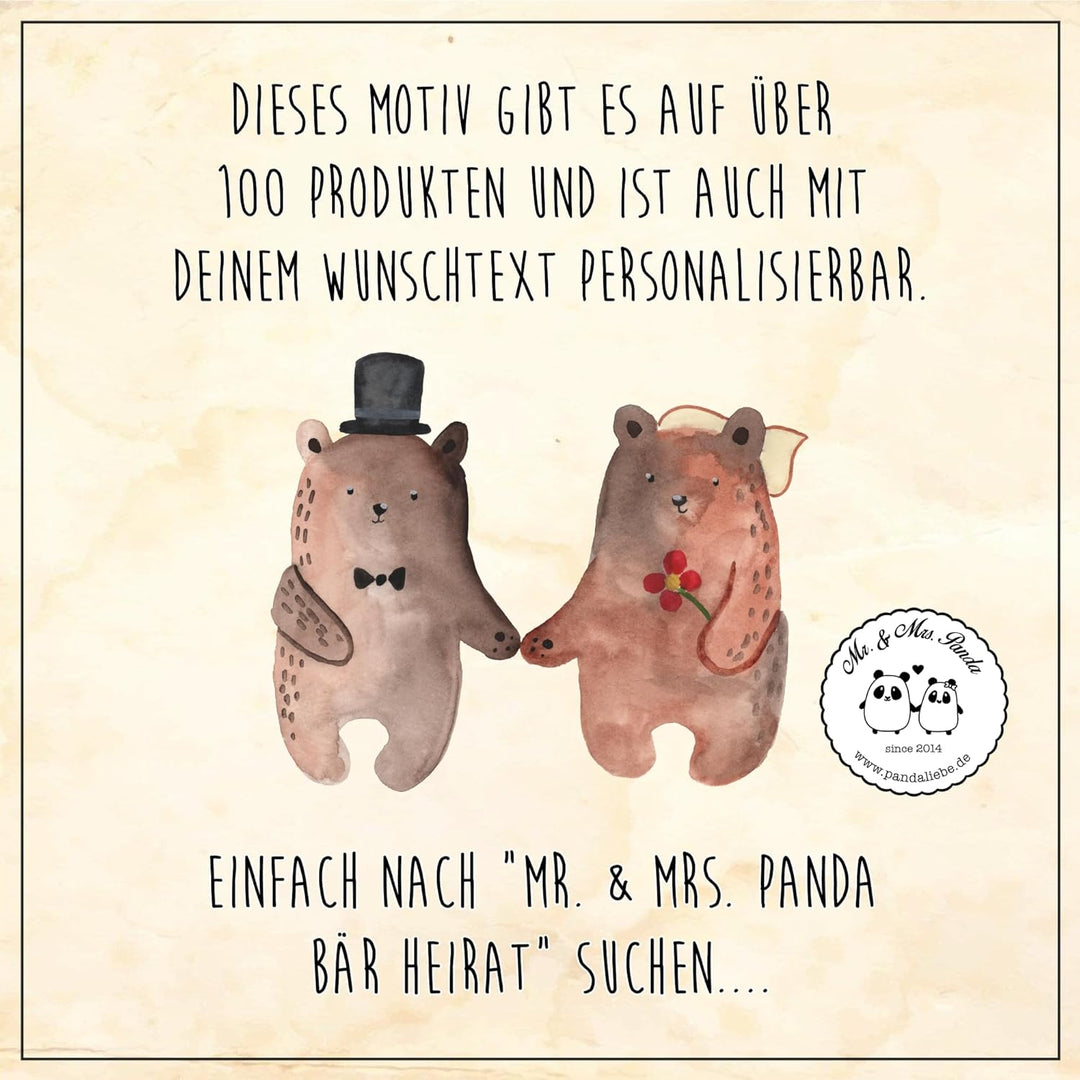 Mr. &amp; Mrs. Panda Serviertablett Bär Heirat - Geschenk, Dekotablett, Küchentablett, Teddy, Bär Verhei