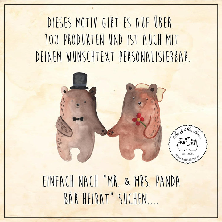 Mr. &amp; Mrs. Panda Serviertablett Bär Heirat - Geschenk, Dekotablett, Küchentablett, Teddy, Bär Verhei