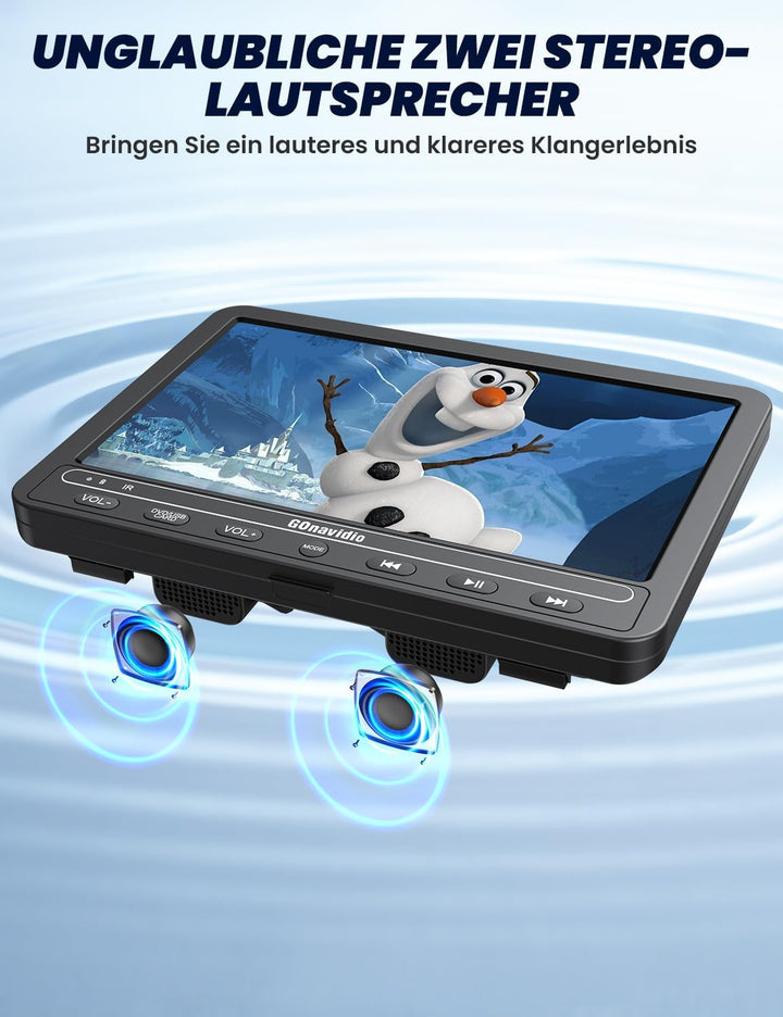 10,1" DVD Player Auto 2 Bildschirme 5-Stunden-Akkulaufzeit mit HDMI-Eingang, USB/TF-Karte, Speicherk