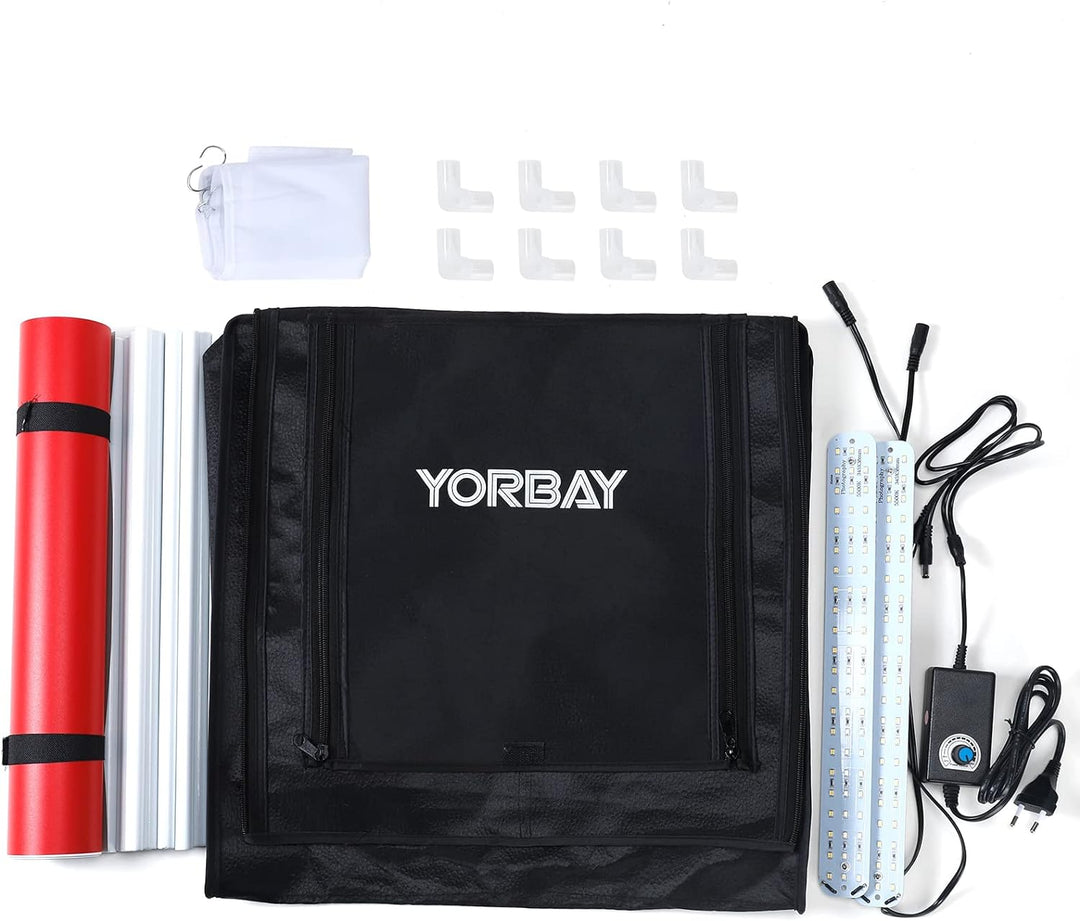 Yorbay Fotostudio Set 40 x 40 x 40cm CRI 95+ LED-Fotobox Lichtbox Lichtwürfel Profi Fotografie Licht