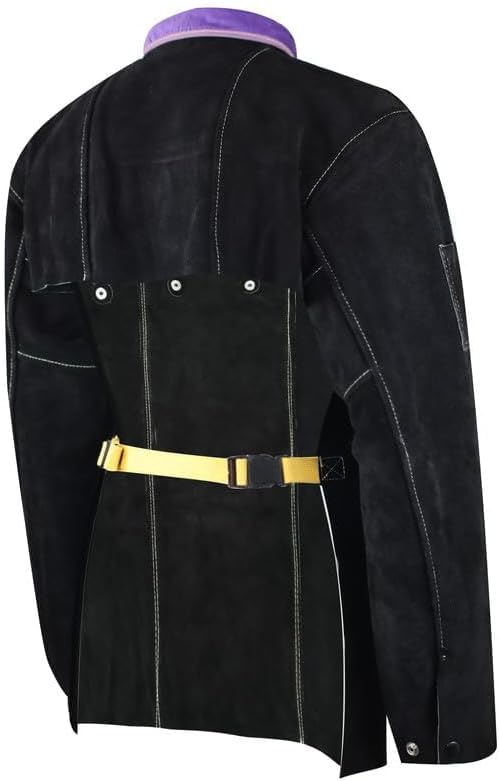 ONETIAN Schwarze Schweisserjacke aus Leder - Hochwertige Schutzjacke mit Cape-Ärmeln für ultimativen