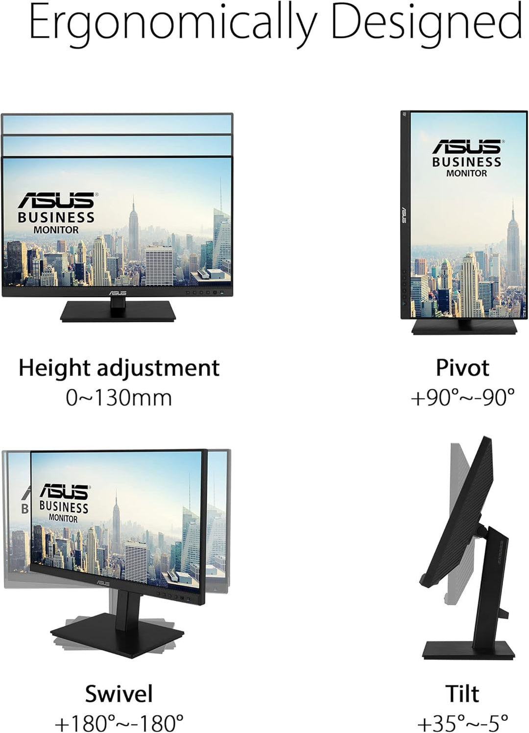 ASUS Business BE24ECSBT - 24 Zoll Full HD Monitor - 16:9 IPS Panel, 1920x1080-10-Punkt Multi-Touch,