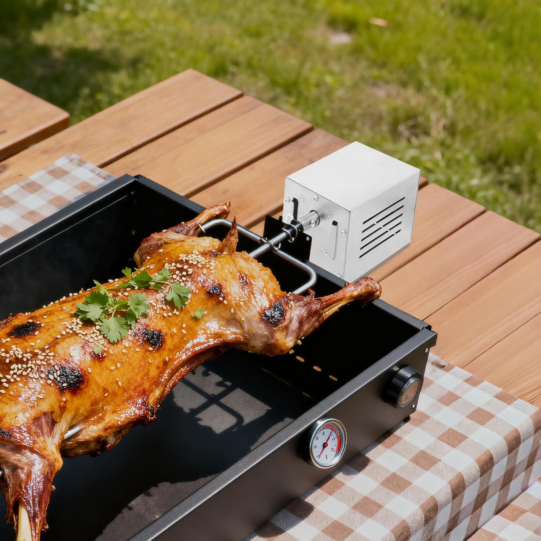 25W Edelstahl Grillspiess Motor, Belastbar BBQ Drehmotor, Barbecue Grill Motor Roaster Grill für Rot