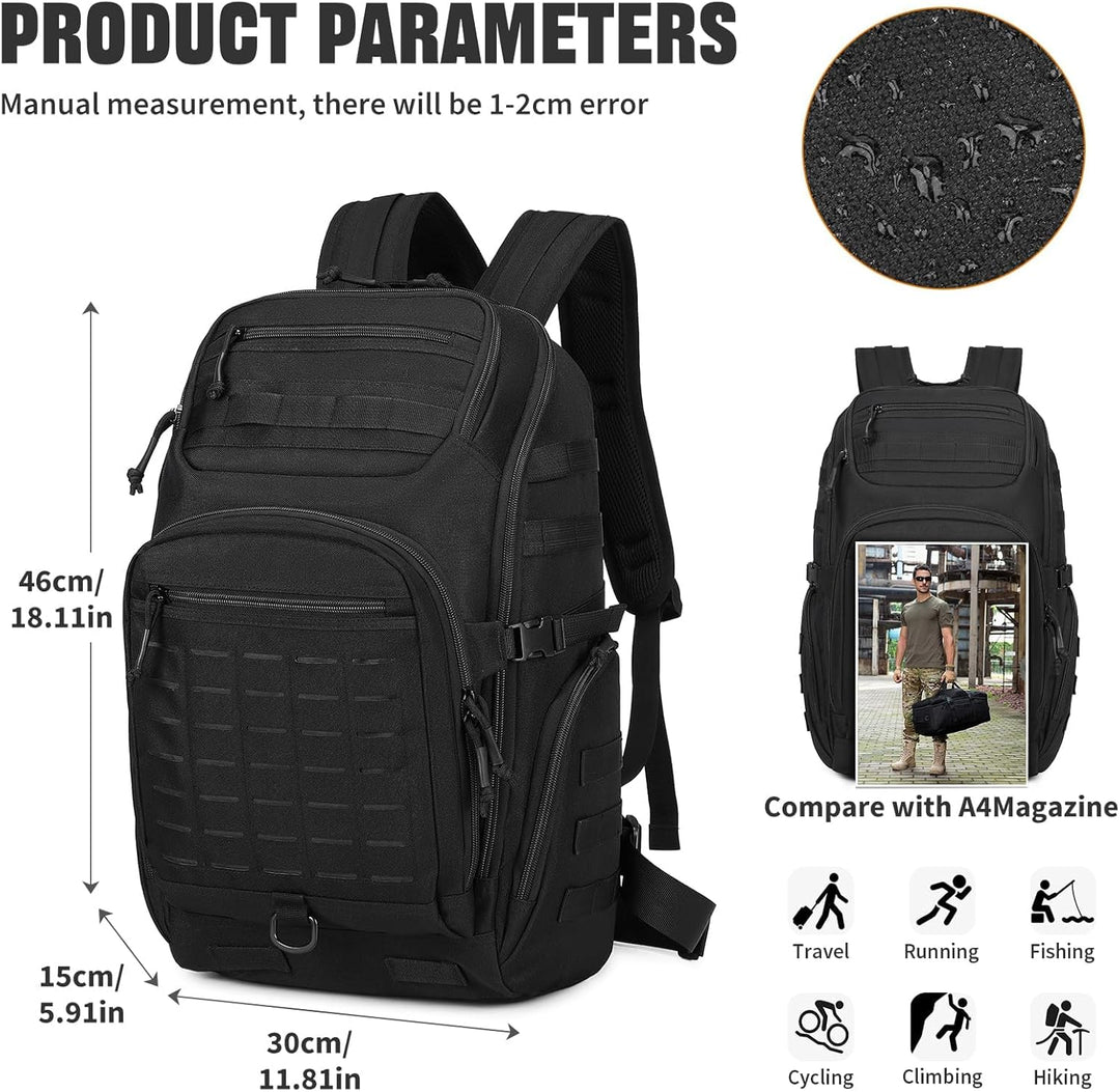 VINBAGGE Rucksack Taktischer 40L Herren Wanderrucksack Trekkingrucksack Angelrucksack Molle Schulter