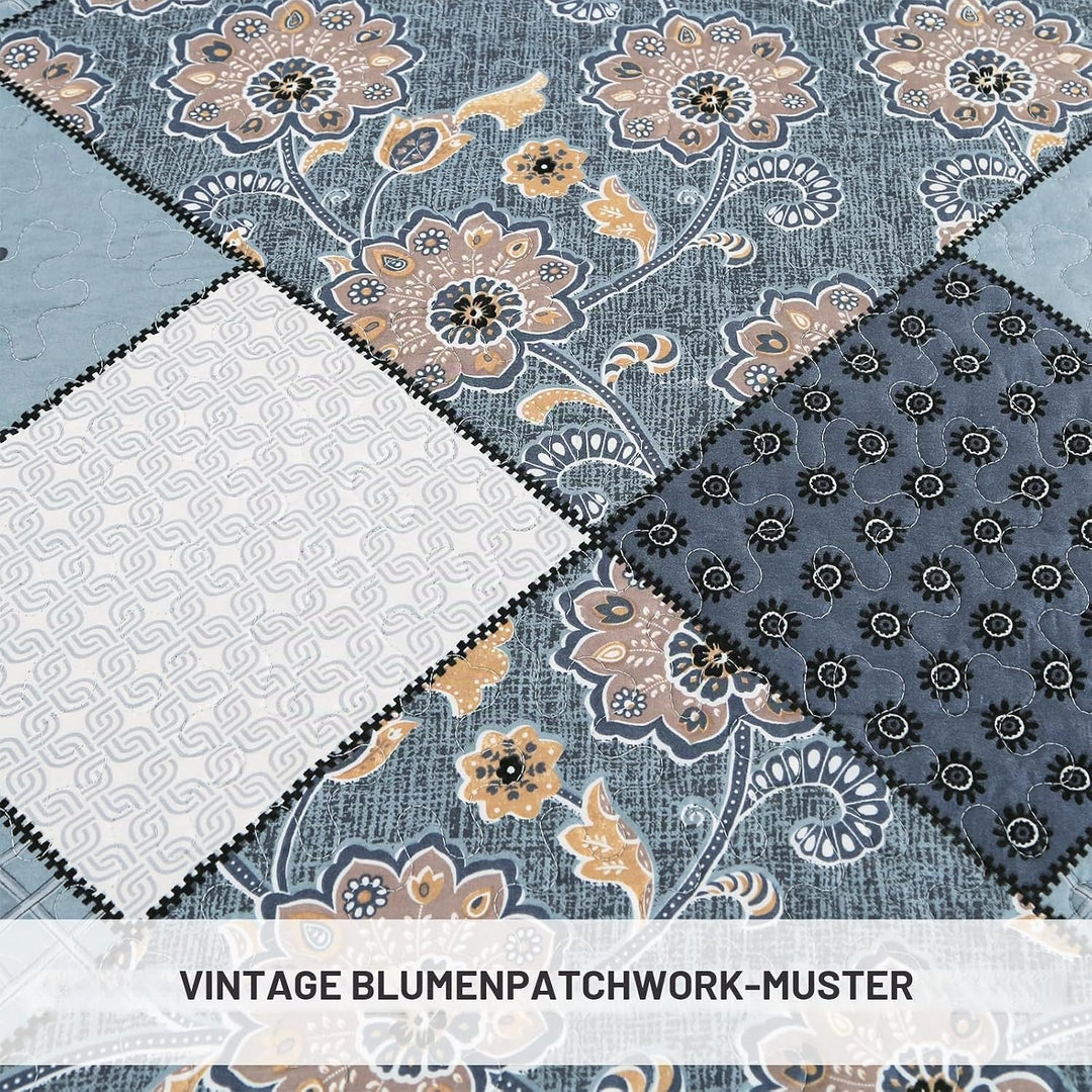 Qucover Tagesdecke 240x260cm für Bett, Patchwork Bettüberwurf aus Mikrofaser, Dünne Winter Steppdeck