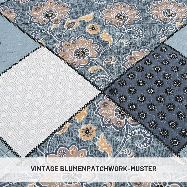Qucover Tagesdecke 240x260cm für Bett, Patchwork Bettüberwurf aus Mikrofaser, Dünne Winter Steppdeck