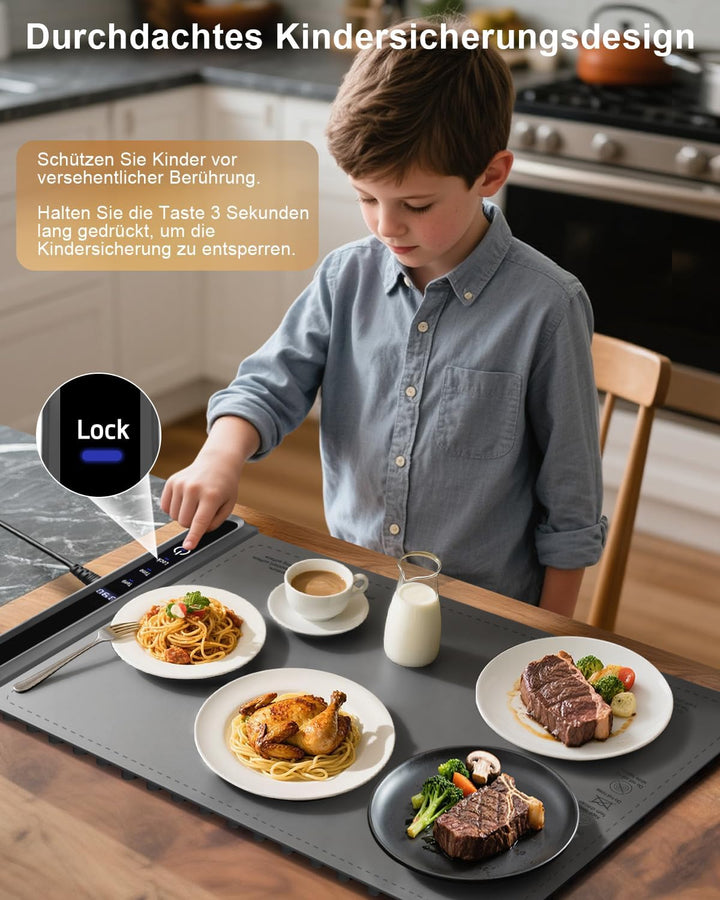 AUTOPkio Warmhalteplatte Elektrisch, Speisenwärmer Wärmeplatte 300W für Speisen Buffetwärmer 6 Tempe