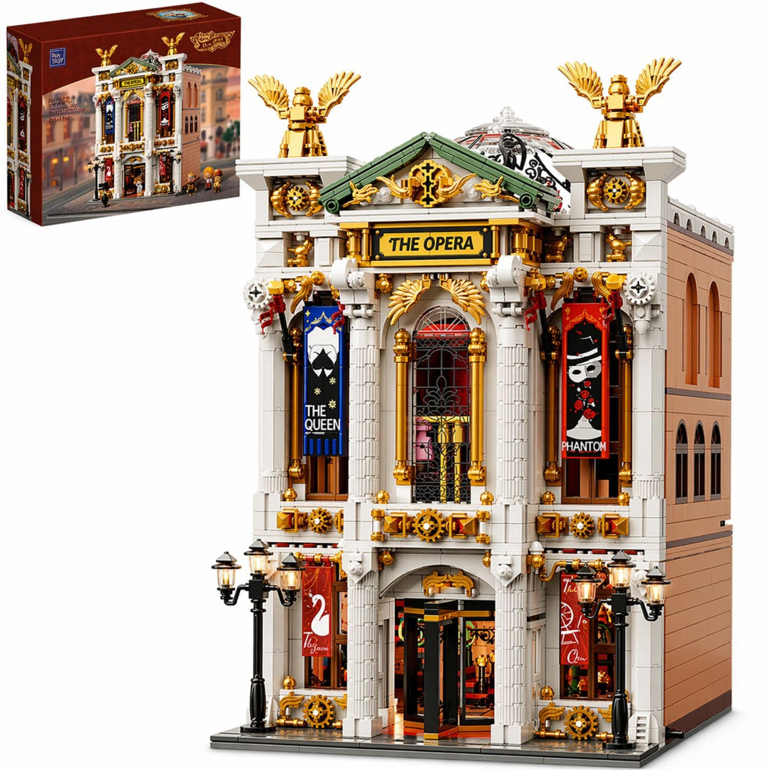 PANTASY Vintage Europäisches Grand Theater Bauset Modulares Modell mit Kristalllüster, Transparentem