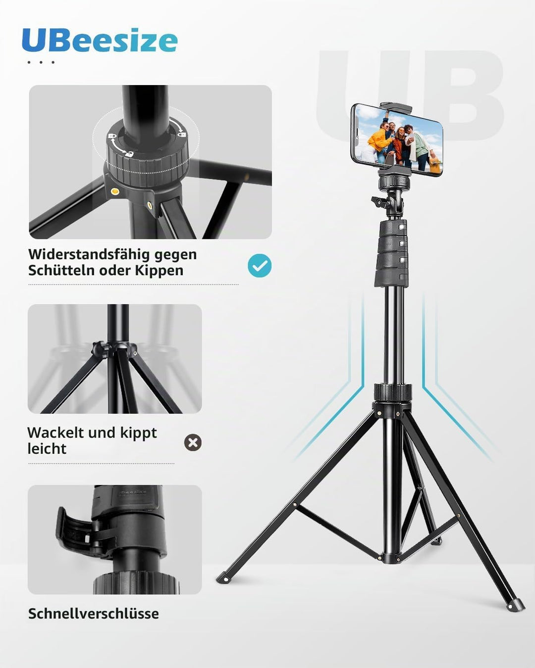 UBeesize 183cm Handy Stativ Ständer, Selfie Handy stativ mit Bluetooth Fernbedienung, Ausziehbar Sta
