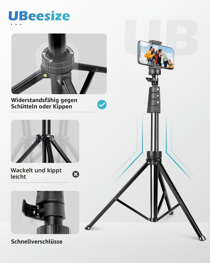 UBeesize 183cm Handy Stativ Ständer, Selfie Handy stativ mit Bluetooth Fernbedienung, Ausziehbar Sta
