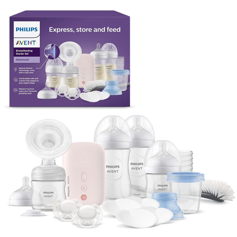 Philips Avent Elektrische Milchpumpe, Geschenkset – Einzelmilchpumpe, Babyflasche, Mehrwegbecher für