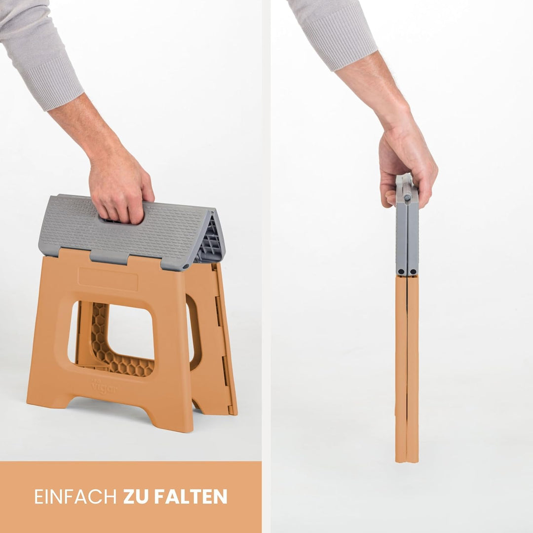 Vigar Kompakte Tritthocker Klappbar für Erwachsene, 27 cm, Klapphocker Faltbar 150 kg rutschfest, Le