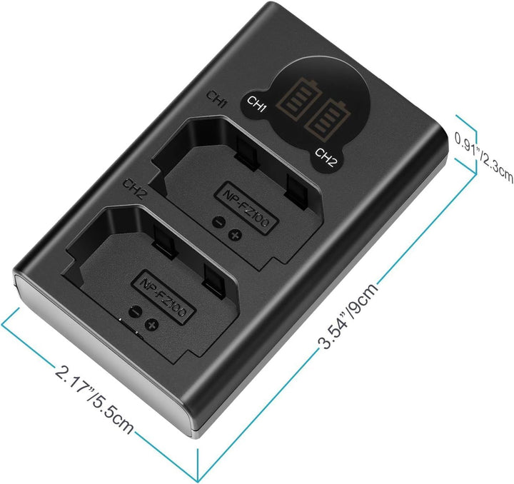 NEEWER NP-FZ100 2280mAh Ersatzakku und Ladegerät mit LCD Bildschirm, 2 Packungen, kompatibel mit Son