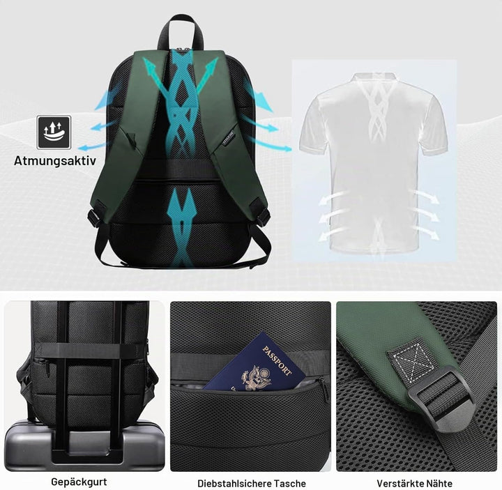 Laptop Rucksack Wasserdichter Gross mit USB-Anschluss Laptoptasche für 17 zoll Backpack Business Her