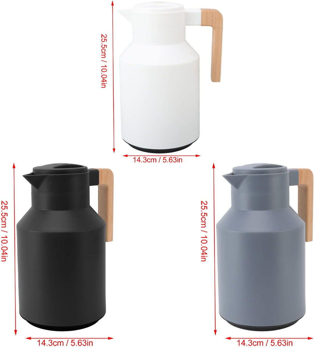 1 L Kaffee Isolierkanne, Kaffee Thermokanne mit Deckel und Holzgriff, Doppelwandige Vakuum Wärmespei