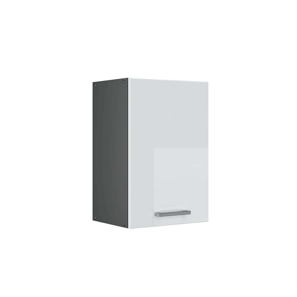 Vicco Hängeschrank R-Line, hängender Küchenschrank, Weiss Hochglanz/Anthrazit, 40 cm Weiss Hochglanz