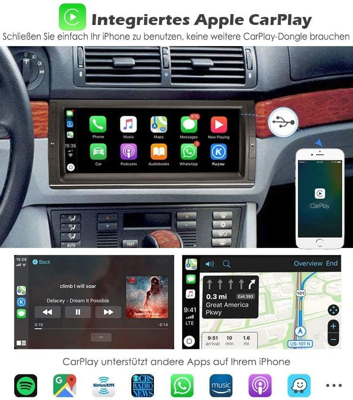 Erisin 10.25 Zoll Android 10.0 Autoradio mit GPS Navi Für BMW 5er E39 E53 M5 X5 Eingebauter CarPlay