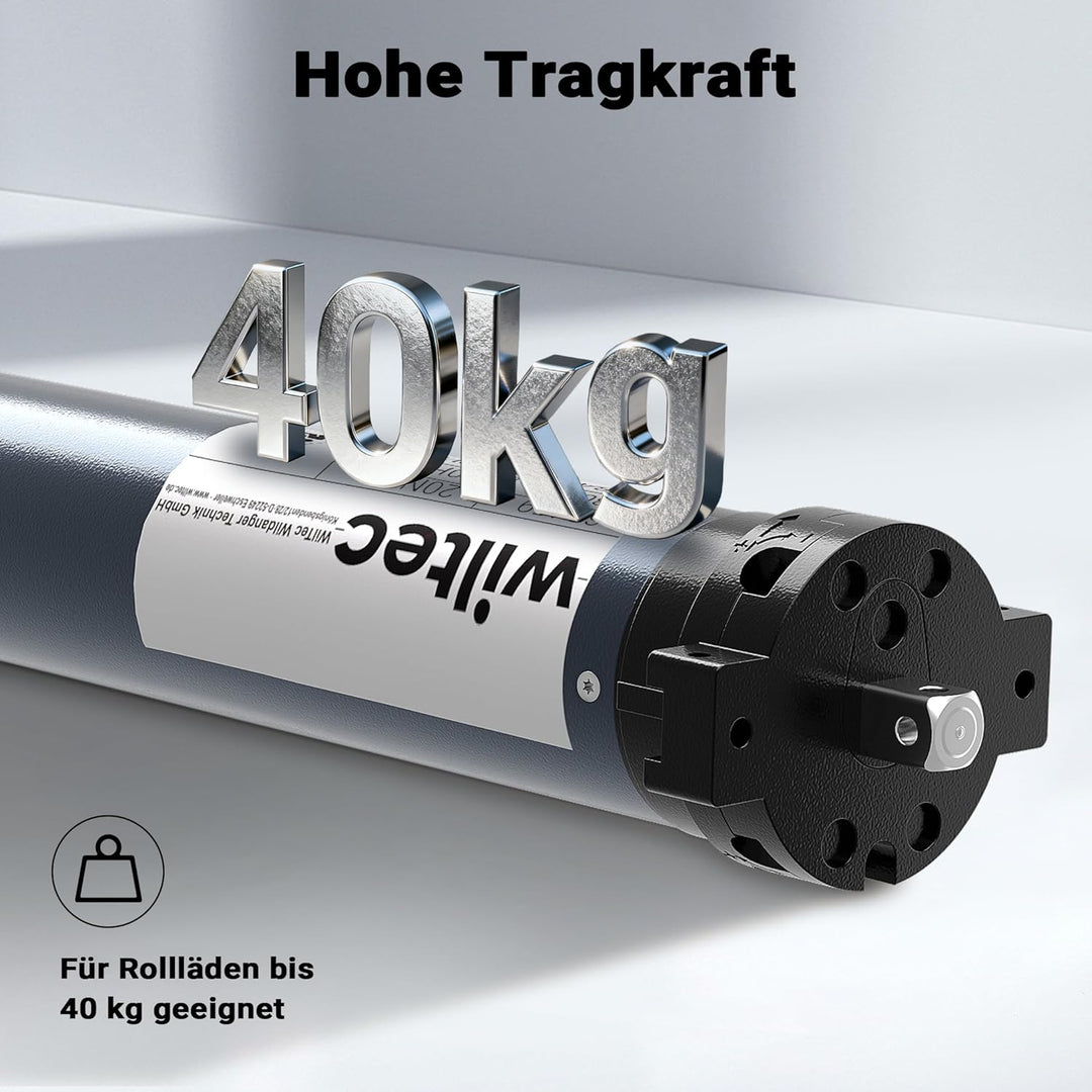 Wiltec Rollladenmotor 156W 20 Nm mit mechanischem Endabschalter & Schutzart IP44 SW60, Motor für ele