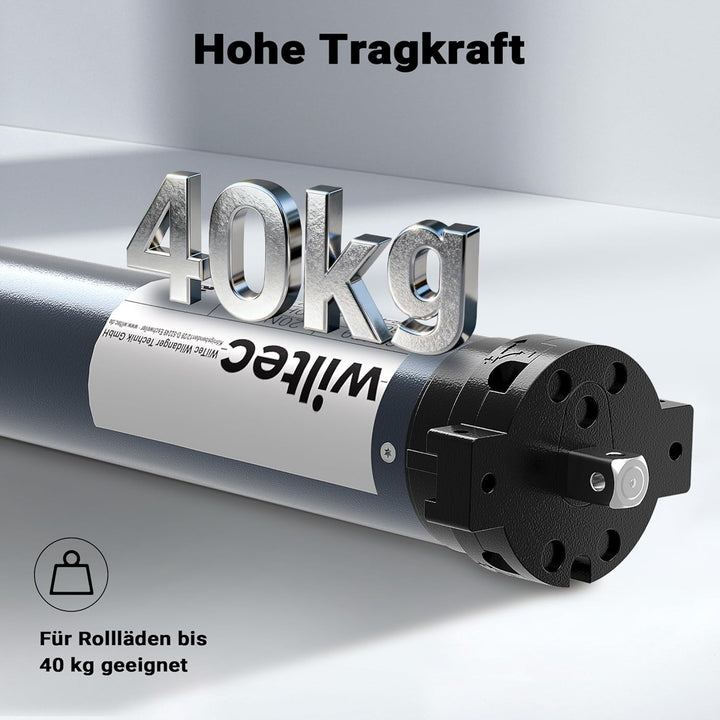Wiltec Rollladenmotor 156W 20 Nm mit mechanischem Endabschalter & Schutzart IP44 SW60, Motor für ele