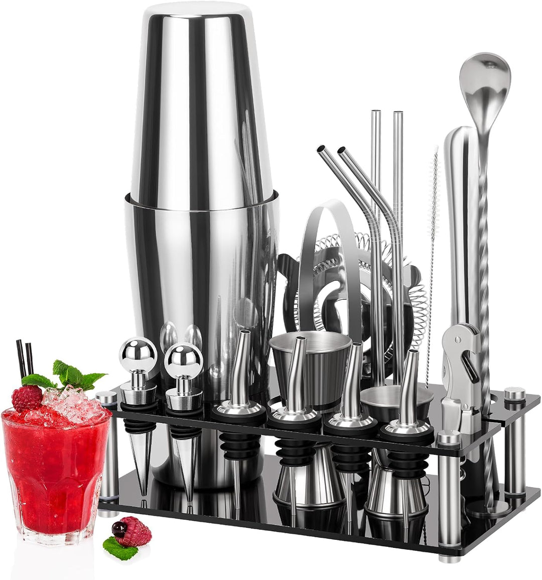 Cinnani Boston Cocktail Set 20-teilig-Professional Cocktail Mixing Set-Cocktail Shaker Set mit Ständ