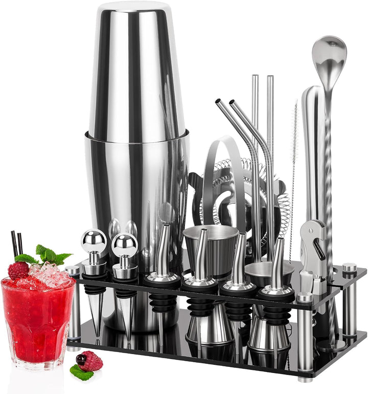 Cinnani Boston Cocktail Set 20-teilig-Professional Cocktail Mixing Set-Cocktail Shaker Set mit Ständ
