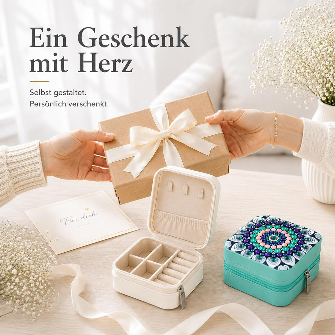 Diamond Painting Schmuckkästchen Erwachsene DIY Basteln Geschenk für Frauen | 2PC Grün und Lila, Grü