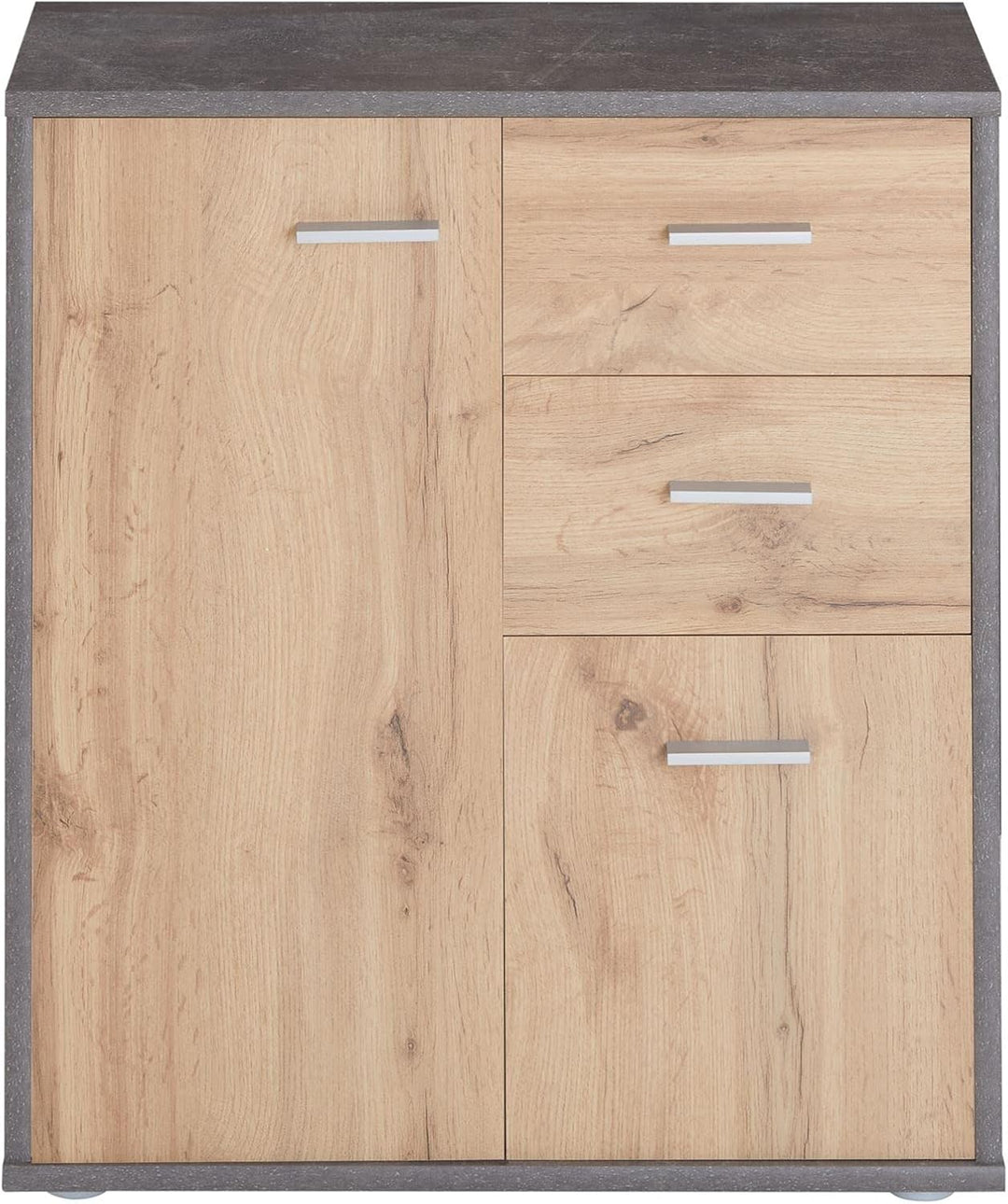 CARO-Möbel Kommode Locarno mit 2 Schubladen und Türen, modernes Highboard Bürokommode in Beton dunke