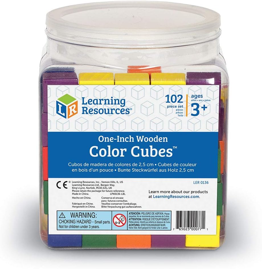 Learning Resources Bunte Holzwürfel 2,5 cm (Set mit 102 Stück)
