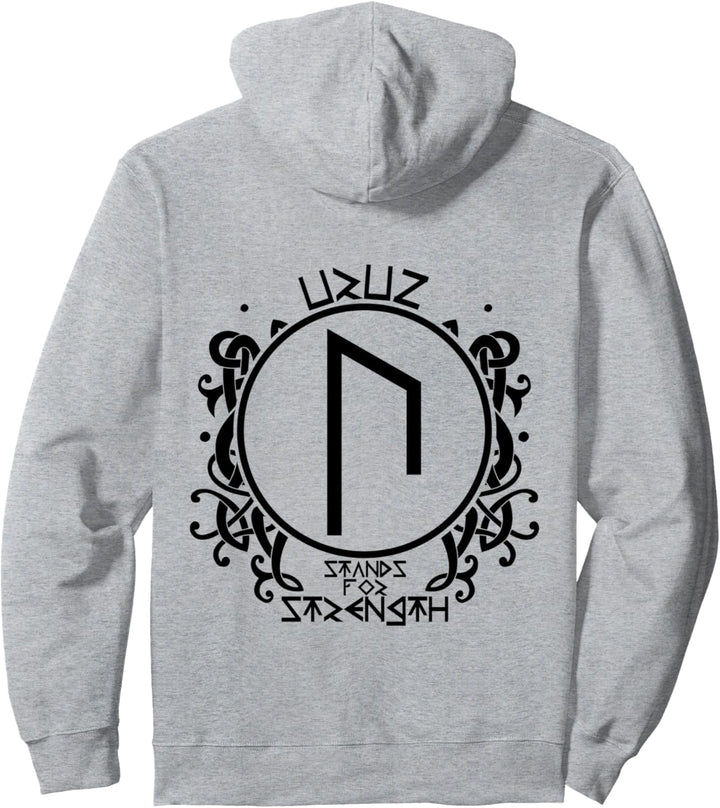 URUZ Stärke Nordische Wikinger Rune Keltisches Symbol Rücken Pullover Hoodie