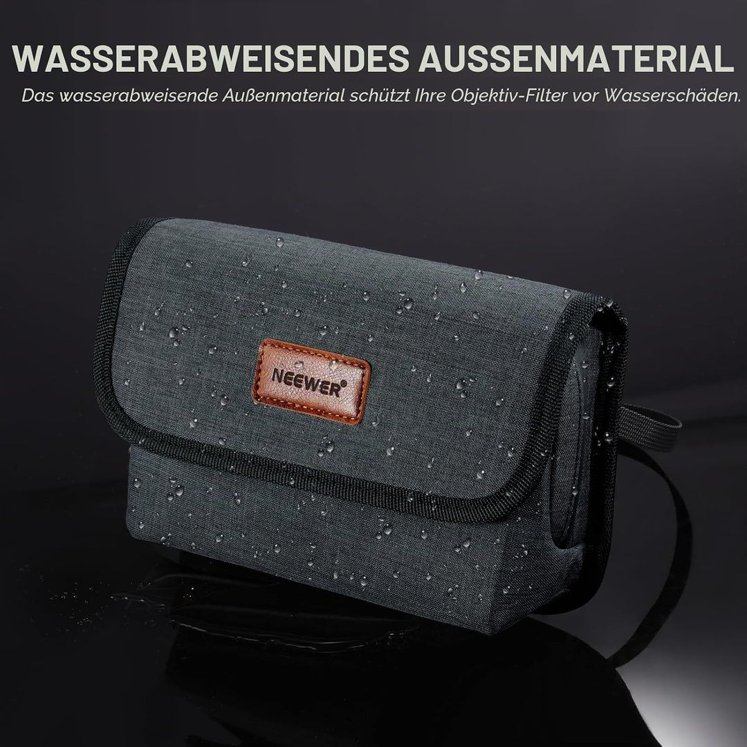 NEEWER Kamera Objektiv Filtertasche mit wasserabweisender Hartschale, 6 weichen Taschen, Schultergur