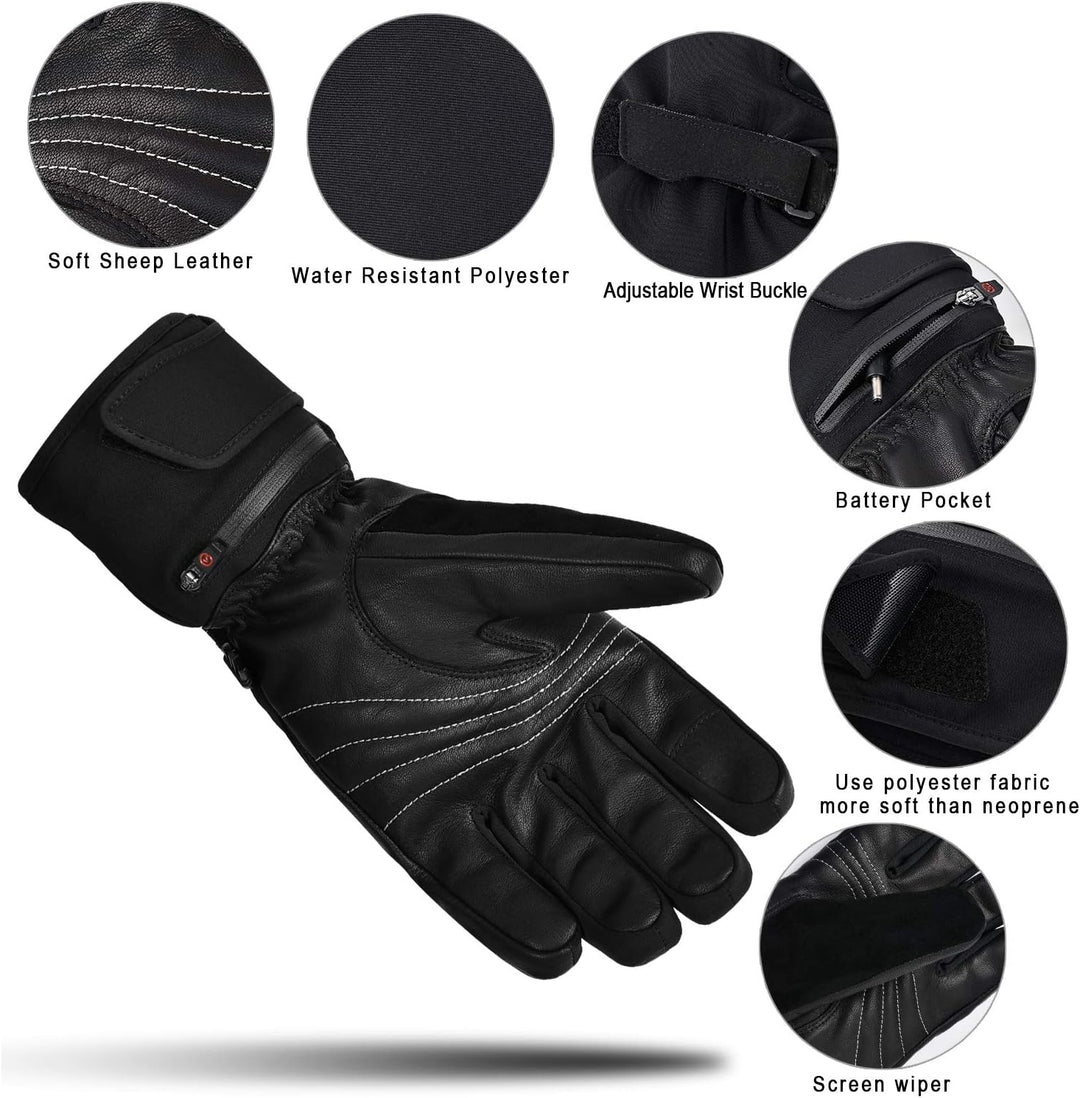 SNOW DEER Beheizte Handschuhe,Beheizte Motorrad Handschuhe,7.4V 2200MAH Wiederaufladbarem Lithium Io