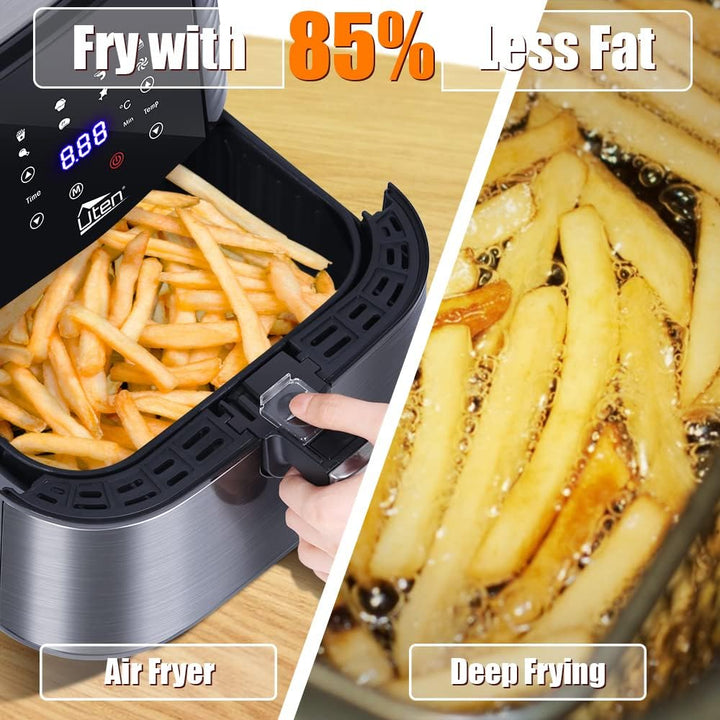 Heissluftfritteuse, Uten 5,5L Airfryer XXL Heissluftfriteuse mit digitalem LED-Touchscreen, 7 Progra